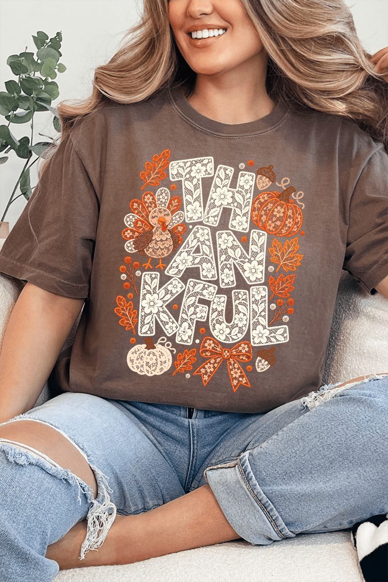 Thankful Lacework Comfort Colors Adult Ring-Spun Cotton Tee - Wholesale Accessory Market