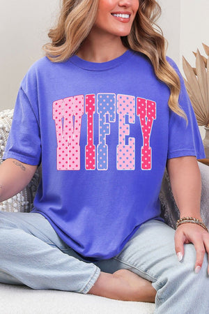 Polka Dot Pop Wifey Comfort Colors Adult Ring - Spun Cotton Tee - Wholesale Accessory Market