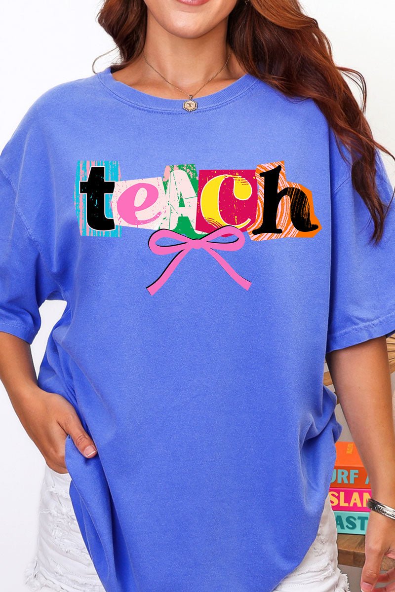 Retro Teach Ribbon Comfort Colors Adult Ring - Spun Cotton Tee - Wholesale Accessory Market