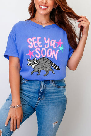 See You Soon Raccoon Full Front & Back Design Comfort Colors Adult Ring - Spun Cotton Tee - Wholesale Accessory Market