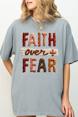 Faux Yarn Faith Over Fear Comfort Colors Adult Ring - Spun Cotton Tee - Wholesale Accessory Market