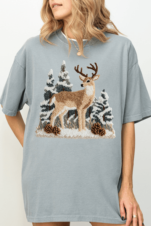 Faux Yarn Winter Deer Comfort Colors Adult Ring - Spun Cotton Tee - Wholesale Accessory Market