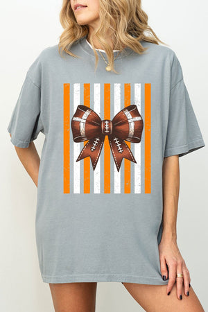 Fiery Orange & White Varsity Bow Comfort Colors Adult Ring-Spun Cotton Tee - Wholesale Accessory Market