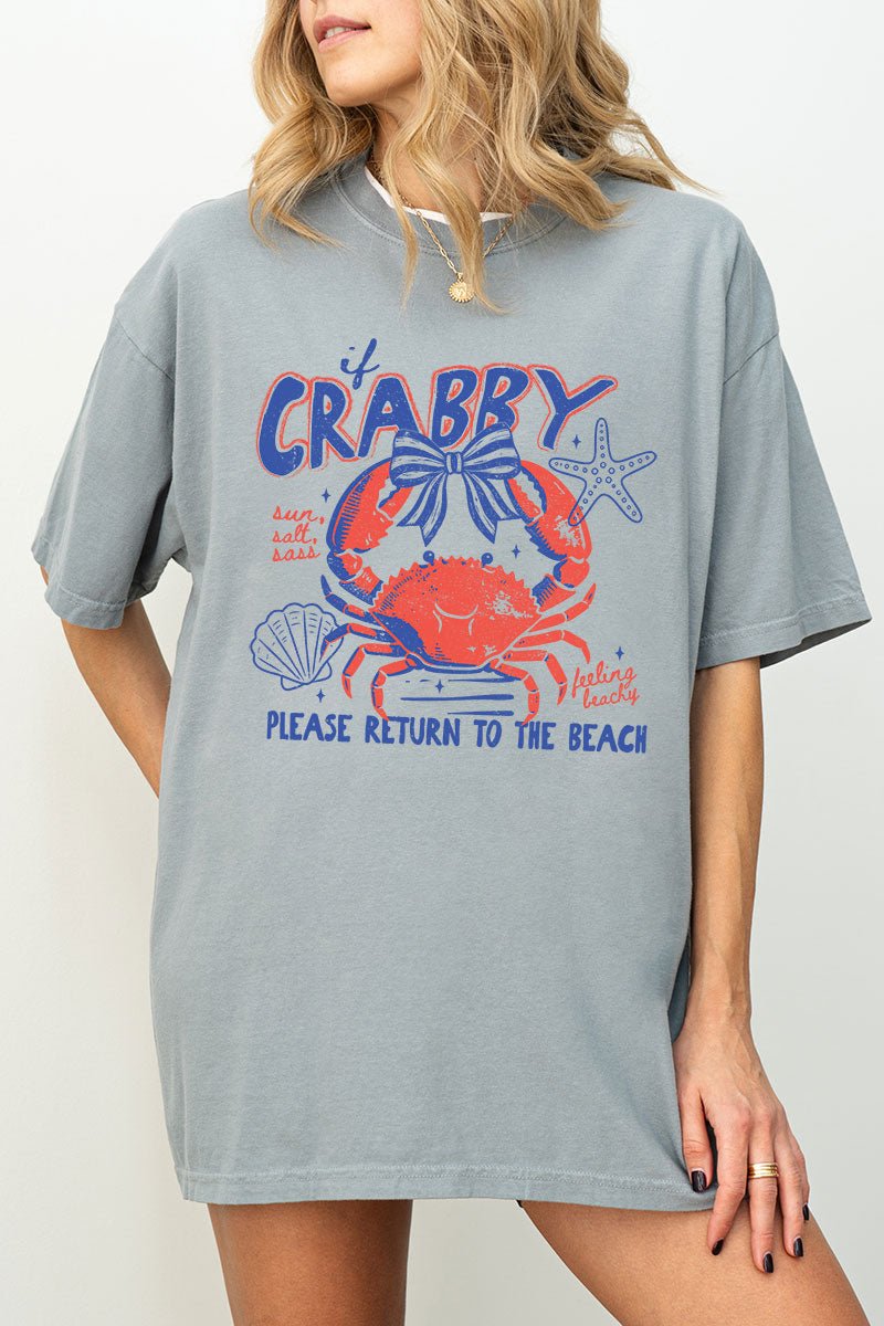 If Crabby Please Return To The Beach Comfort Colors Adult Ring - Spun Cotton Tee - Wholesale Accessory Market
