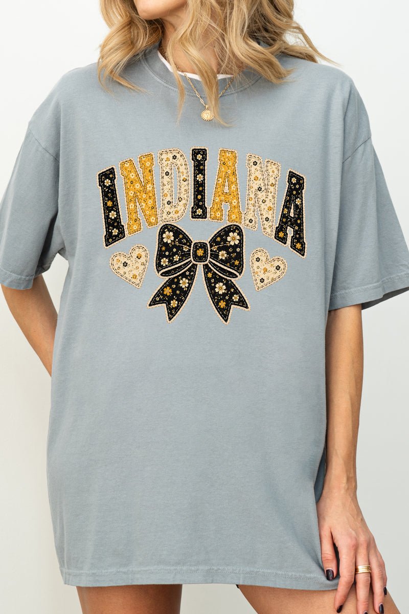 Indiana Blooming Bow Comfort Colors Adult Ring-Spun Cotton Tee - Wholesale Accessory Market