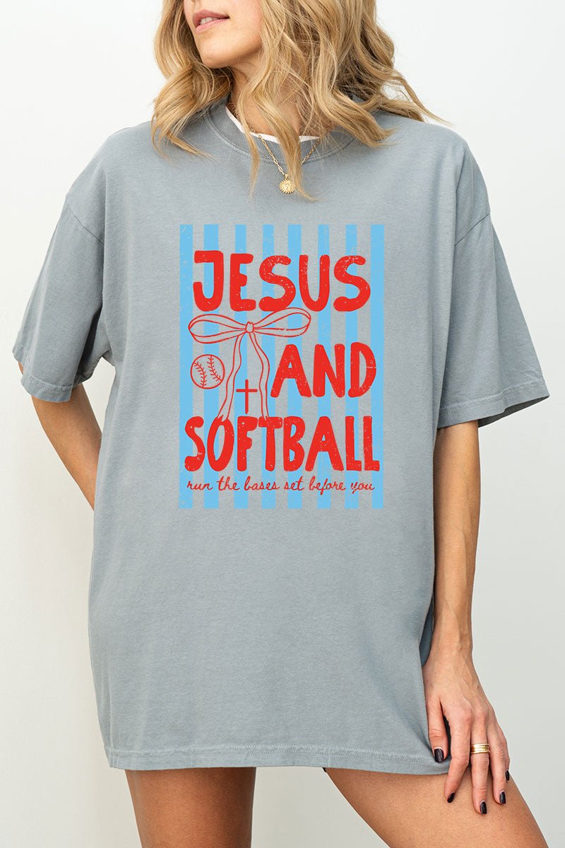 Jesus And Softball Comfort Colors Adult Ring - Spun Cotton Tee - Wholesale Accessory Market