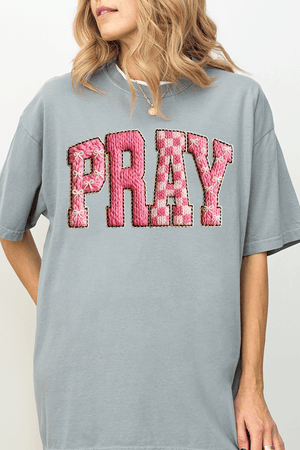 Pink Faux Yarn Coquette Pray Comfort Colors Adult Ring - Spun Cotton Tee - Wholesale Accessory Market