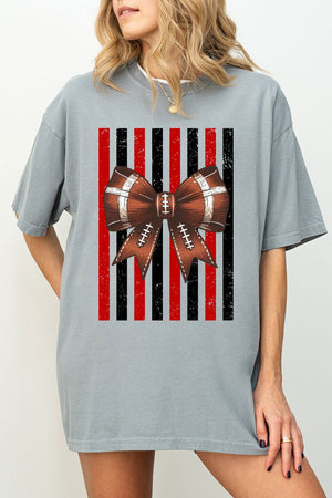 Red & Black Varsity Bow Comfort Colors Adult Ring-Spun Cotton Tee - Wholesale Accessory Market