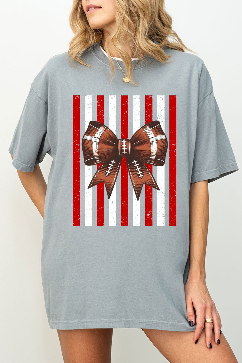 Red & White Varsity Bow Comfort Colors Adult Ring-Spun Cotton Tee - Wholesale Accessory Market