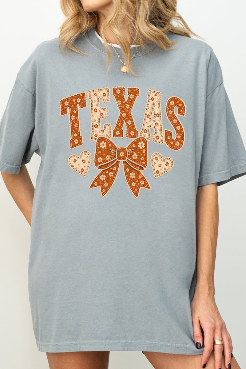 Texas Blooming Bow Comfort Colors Adult Ring-Spun Cotton Tee - Wholesale Accessory Market