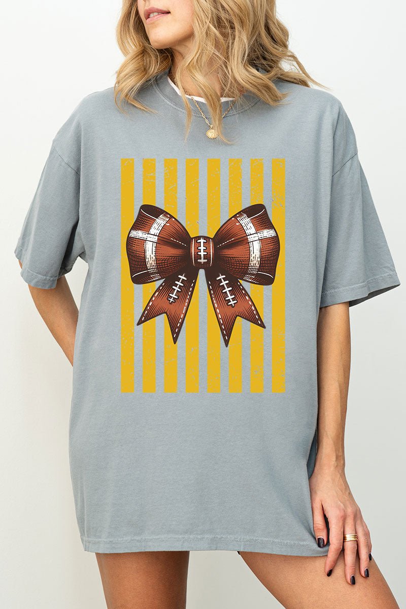 Yellow Gold Varsity Bow Comfort Colors Adult Ring-Spun Cotton Tee - Wholesale Accessory Market