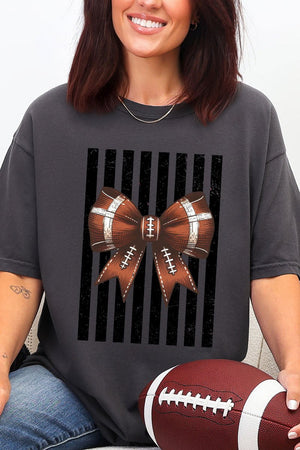 Black Varsity Bow Comfort Colors Adult Ring-Spun Cotton Tee - Wholesale Accessory Market
