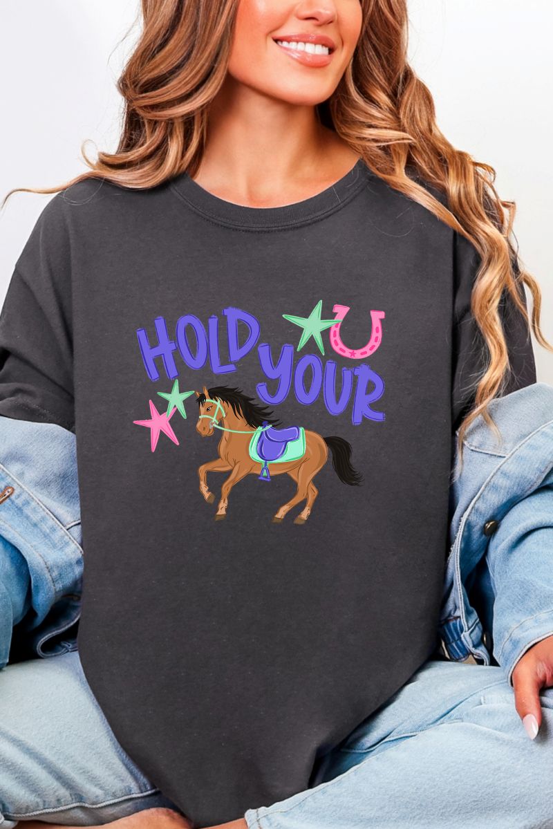 Hold Your Horses Comfort Colors Adult Ring - Spun Cotton Tee - Wholesale Accessory Market