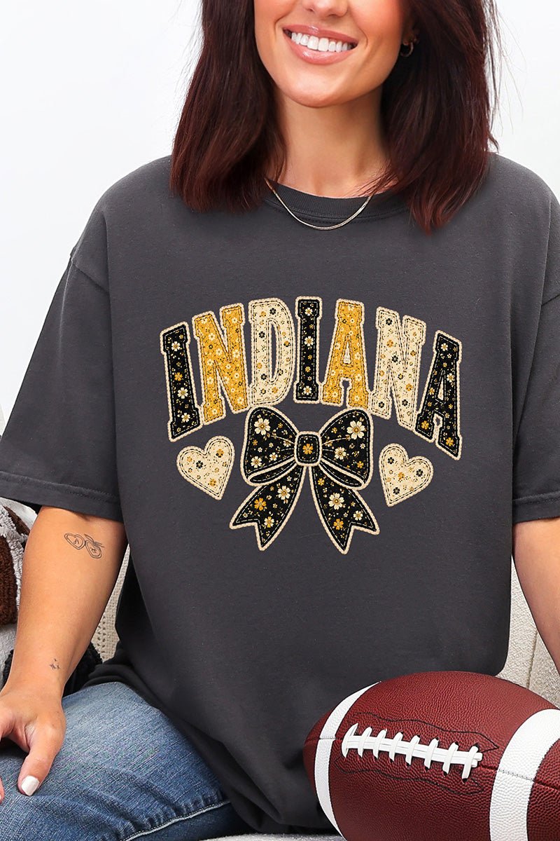 Indiana Blooming Bow Comfort Colors Adult Ring-Spun Cotton Tee - Wholesale Accessory Market