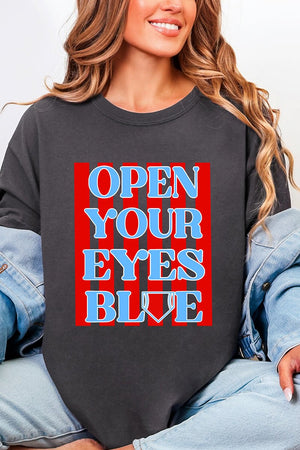 Open Your Eyes Blue Comfort Colors Adult Ring - Spun Cotton Tee - Wholesale Accessory Market