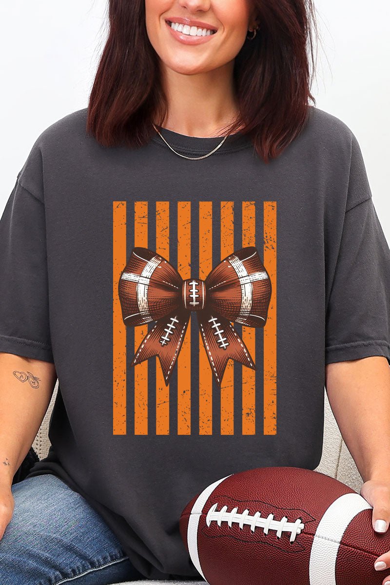 Orange Varsity Bow Comfort Colors Adult Ring-Spun Cotton Tee - Wholesale Accessory Market