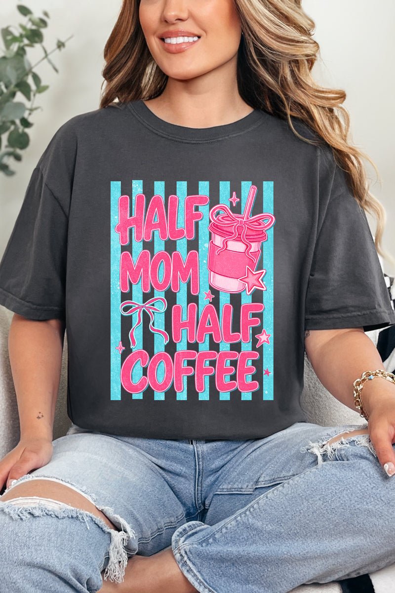 Pink Pop Half Mom Half Coffee Comfort Colors Adult Ring-Spun Cotton Tee - Wholesale Accessory Market