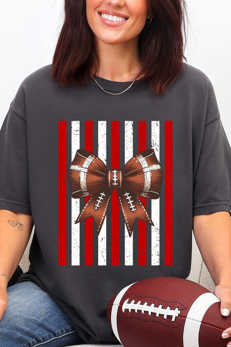 Red & White Varsity Bow Comfort Colors Adult Ring-Spun Cotton Tee - Wholesale Accessory Market