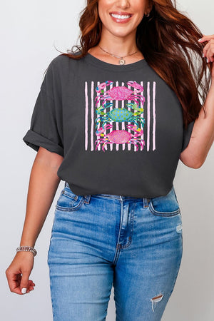 Striped Crabby Crew Comfort Colors Adult Ring - Spun Cotton Tee - Wholesale Accessory Market