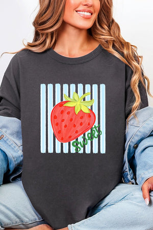 Sweet Strawberry Stripes Comfort Colors Adult Ring - Spun Cotton Tee - Wholesale Accessory Market