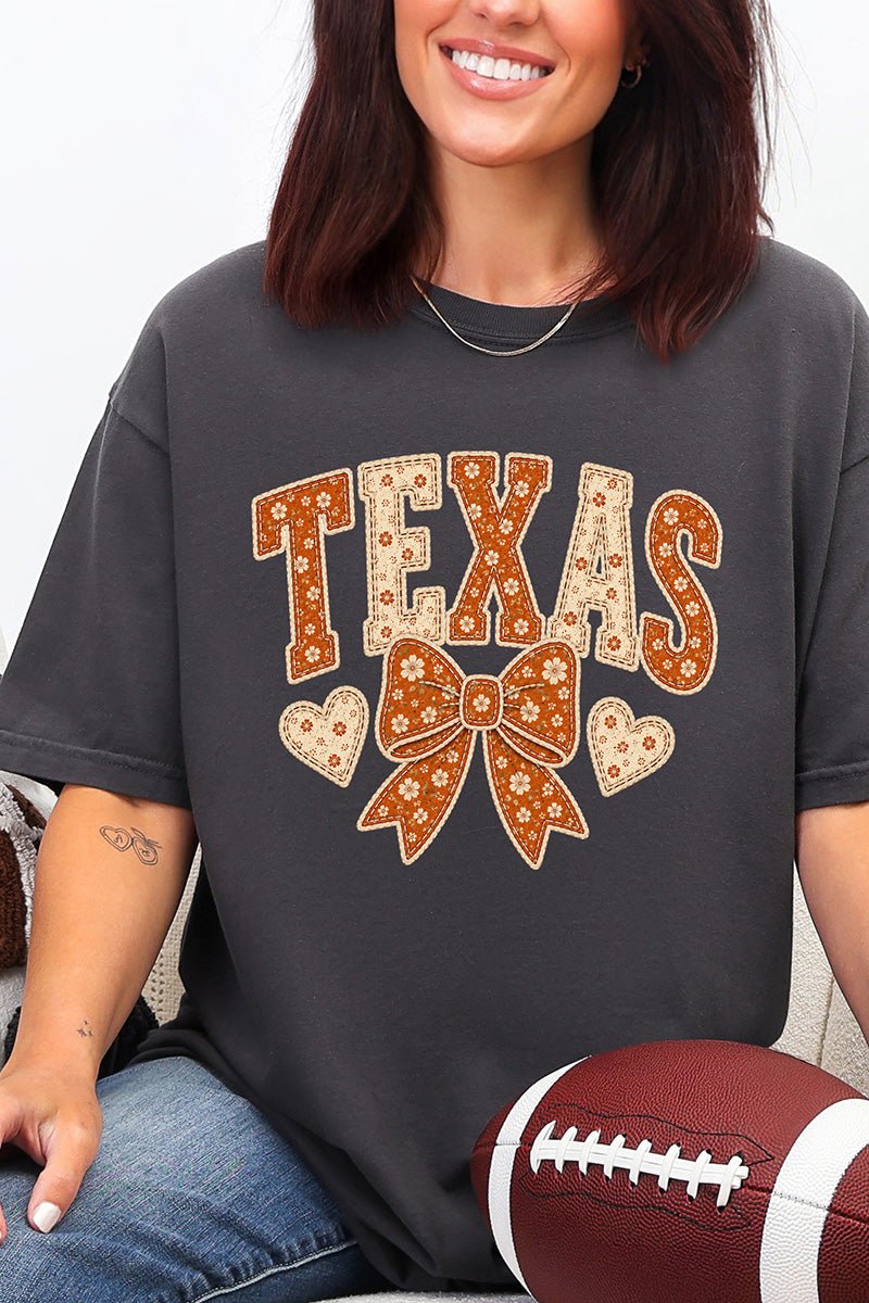 Texas Blooming Bow Comfort Colors Adult Ring-Spun Cotton Tee - Wholesale Accessory Market
