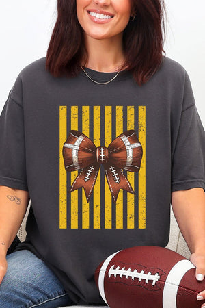 Yellow Gold Varsity Bow Comfort Colors Adult Ring-Spun Cotton Tee - Wholesale Accessory Market