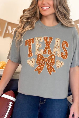 Texas Blooming Bow Comfort Colors Adult Ring-Spun Cotton Tee - Wholesale Accessory Market