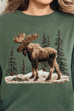 Faux Yarn Winter Moose Comfort Colors Adult Ring - Spun Cotton Tee - Wholesale Accessory Market