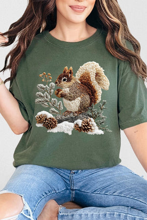 Faux Yarn Winter Squirrel Comfort Colors Adult Ring - Spun Cotton Tee - Wholesale Accessory Market