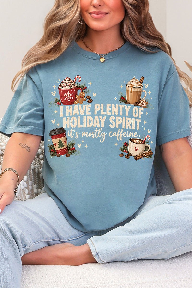 Caffeinated Holiday Spirit Comfort Colors Adult Ring-Spun Cotton Tee - Wholesale Accessory Market