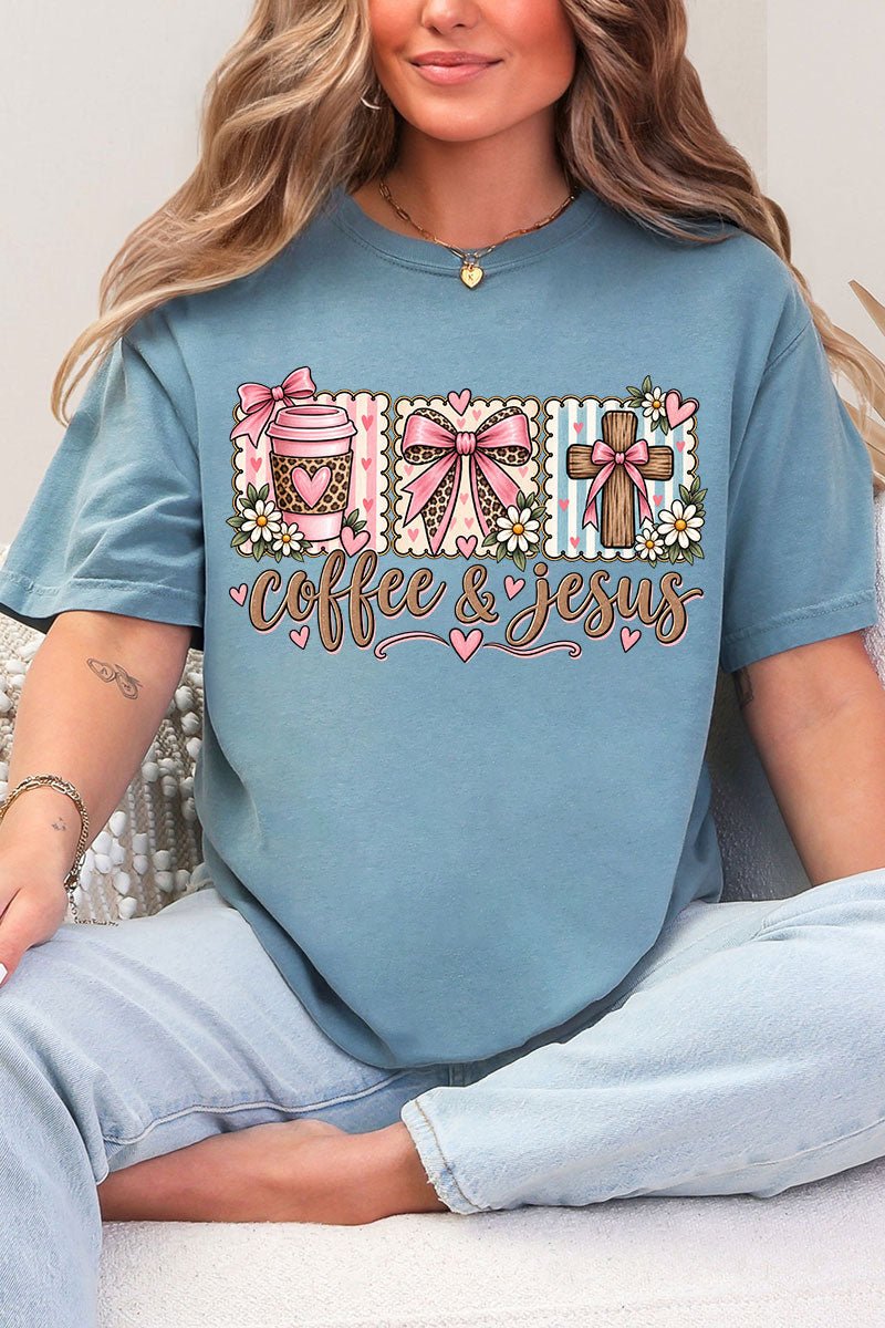 Coffee & Jesus Coquette Comfort Colors Adult Ring-Spun Cotton Tee - Wholesale Accessory Market