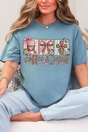 Coffee & Jesus Coquette Comfort Colors Adult Ring-Spun Cotton Tee - Wholesale Accessory Market