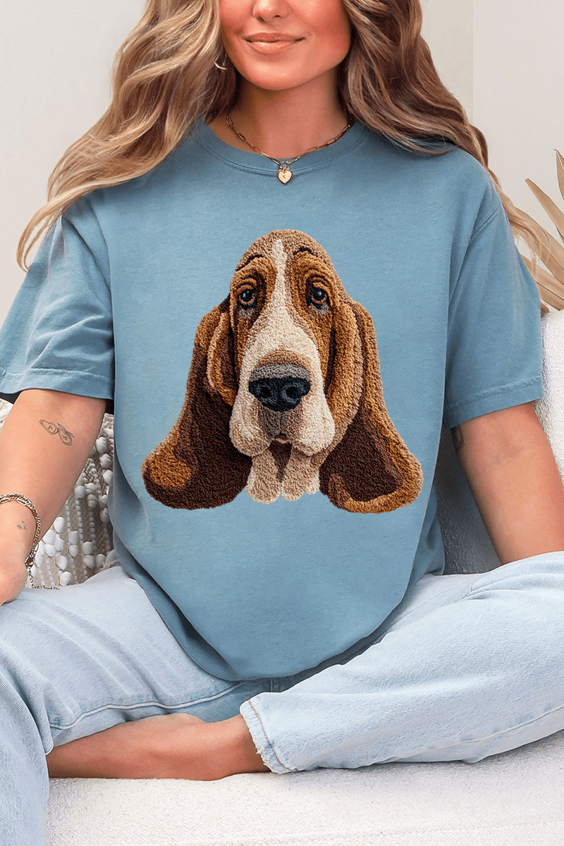 Faux Yarn Basset Hound Comfort Colors Adult Ring - Spun Cotton Tee - Wholesale Accessory Market