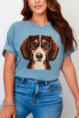 Faux Yarn Dachshund Comfort Colors Adult Ring - Spun Cotton Tee - Wholesale Accessory Market
