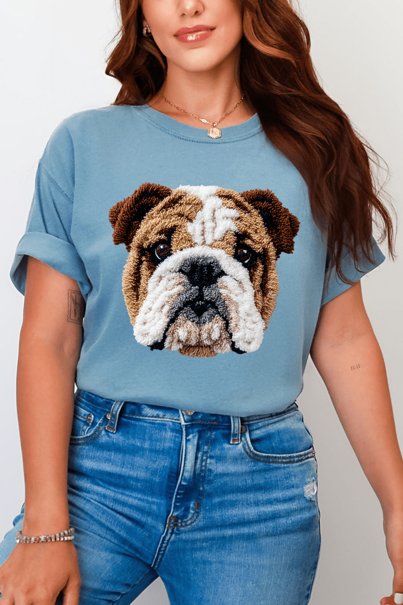 Faux Yarn English Bulldog Comfort Colors Adult Ring - Spun Cotton Tee - Wholesale Accessory Market