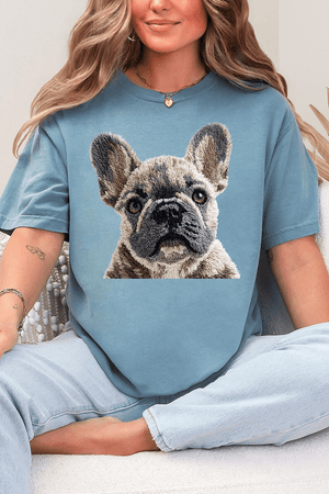 Faux Yarn French Bulldog Comfort Colors Adult Ring - Spun Cotton Tee - Wholesale Accessory Market