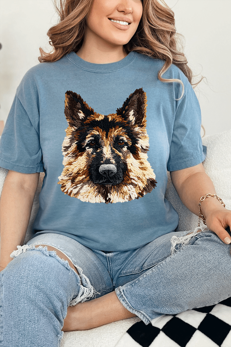 Faux Yarn German Shepherd Comfort Colors Adult Ring - Spun Cotton Tee - Wholesale Accessory Market