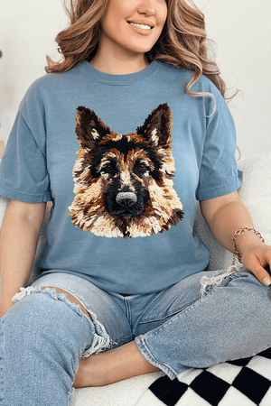 Faux Yarn German Shepherd Comfort Colors Adult Ring - Spun Cotton Tee - Wholesale Accessory Market