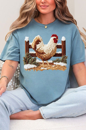 Faux Yarn Winter Chicken Comfort Colors Adult Ring - Spun Cotton Tee - Wholesale Accessory Market