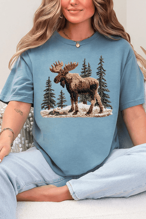 Faux Yarn Winter Moose Comfort Colors Adult Ring - Spun Cotton Tee - Wholesale Accessory Market