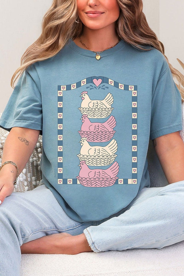 Hen Stack Hearts Comfort Colors Adult Ring - Spun Cotton Tee - Wholesale Accessory Market
