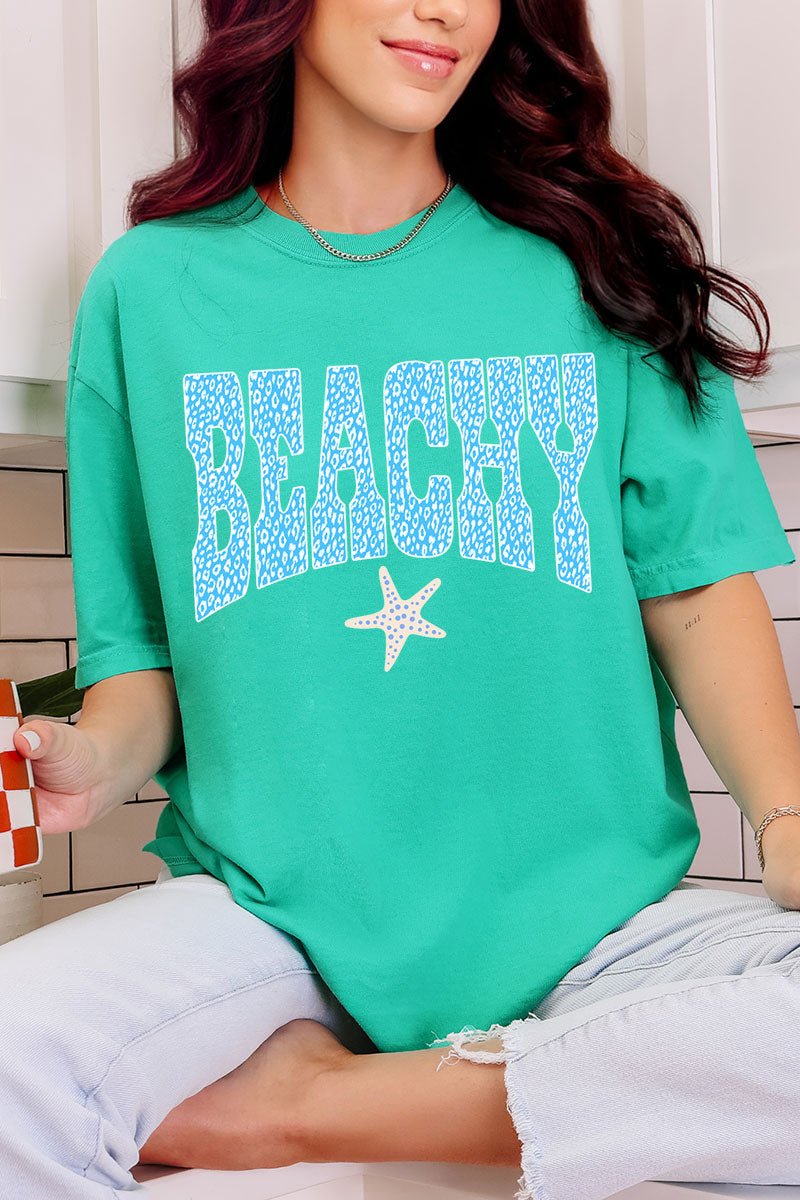 Coastal Beachy Leopard Comfort Colors Adult Ring - Spun Cotton Tee - Wholesale Accessory Market