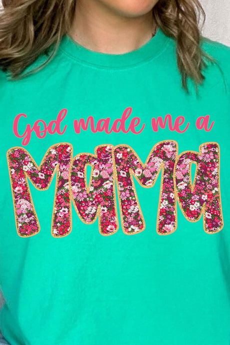 Pink God Made Me A Mama Comfort Colors Adult Ring - Spun Cotton Tee - Wholesale Accessory Market