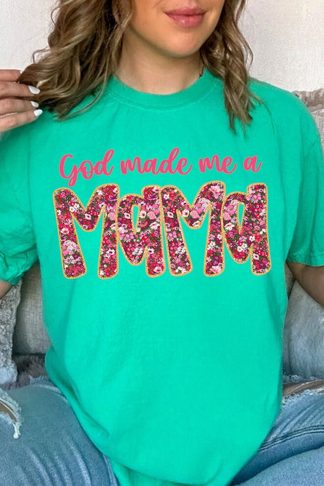 Pink God Made Me A Mama Comfort Colors Adult Ring - Spun Cotton Tee - Wholesale Accessory Market