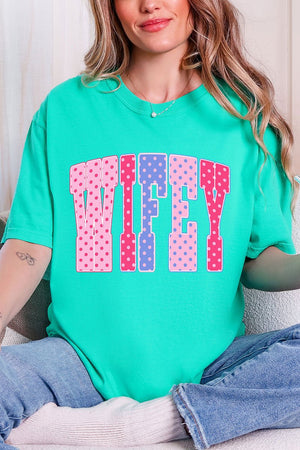 Polka Dot Pop Wifey Comfort Colors Adult Ring - Spun Cotton Tee - Wholesale Accessory Market