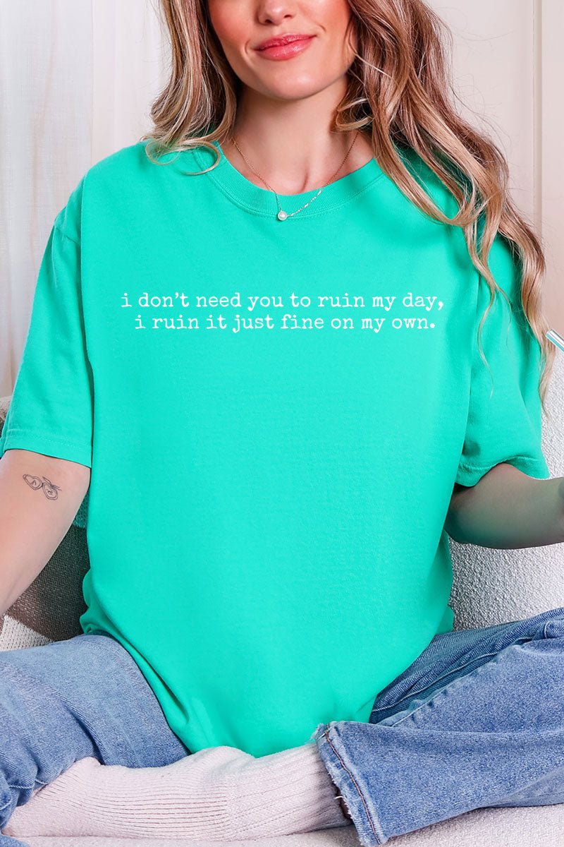 Ruin My Day Comfort Colors Adult Ring - Spun Cotton Tee - Wholesale Accessory Market