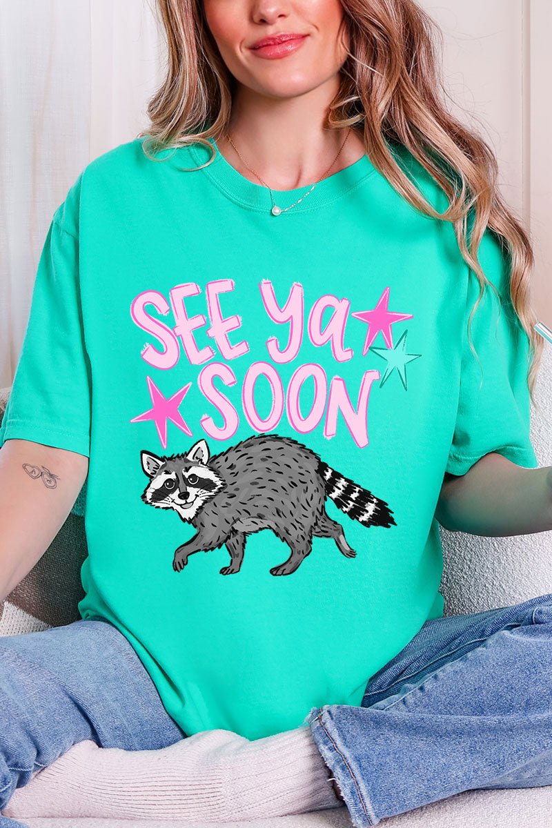 See You Soon Raccoon Full Front & Back Design Comfort Colors Adult Ring - Spun Cotton Tee - Wholesale Accessory Market