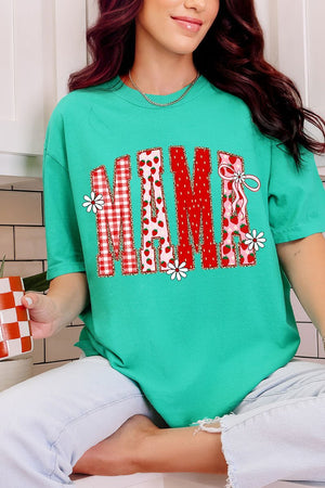 Strawberry Gingham Mama Comfort Colors Adult Ring - Spun Cotton Tee - Wholesale Accessory Market