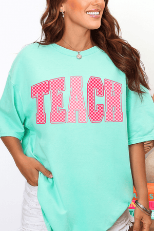 Checkered Teach Comfort Colors Adult Ring - Spun Cotton Tee - Wholesale Accessory Market