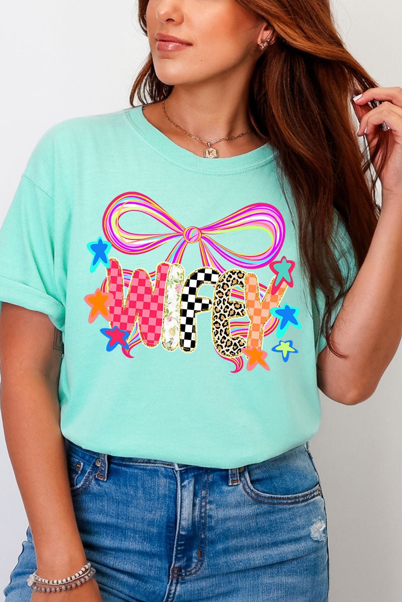 Colorful Preppy Wifey Comfort Colors Adult Ring - Spun Cotton Tee - Wholesale Accessory Market